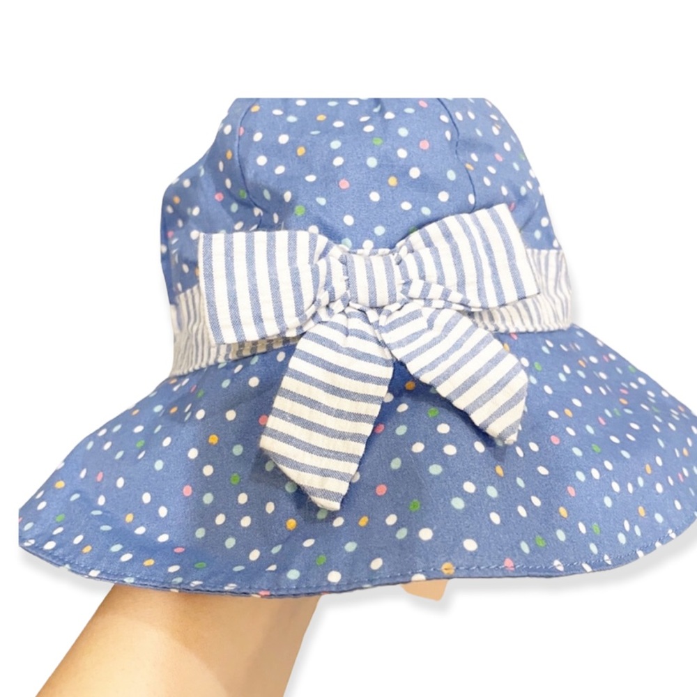 Gymboree Polka Dot Sunhat with Ribbon Baby Girl Size 6-12 months NWT